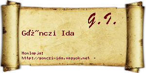 Gönczi Ida névjegykártya